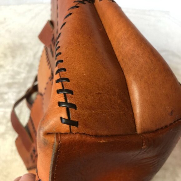 PATRICIA NASH Nevoso Patchwork Whip Stitch Leather Purse Double Zip Tote Bag - Picture 11 of 14